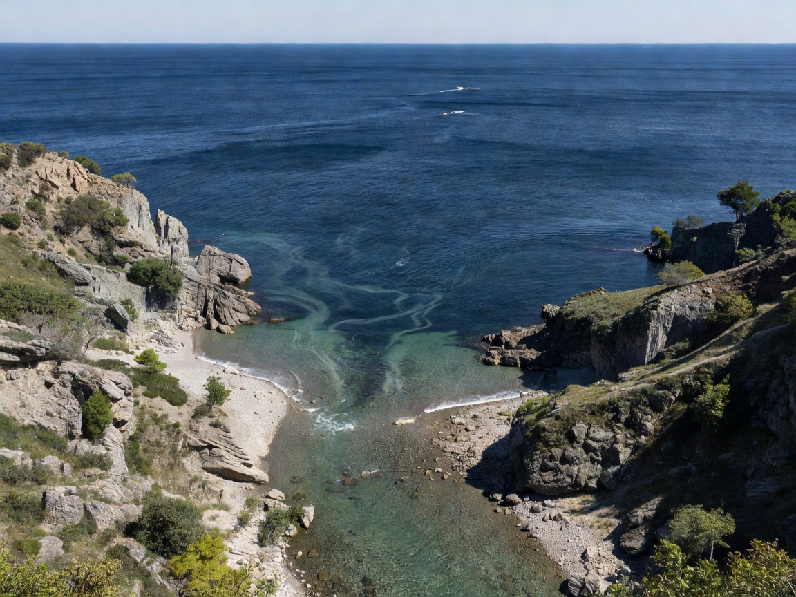 Coastline where the fresh river waters meet the deep blue expanse of the Black Sea